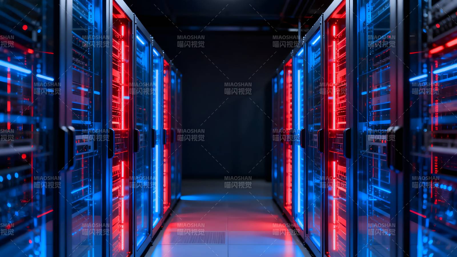 数据中心机房夜景图片