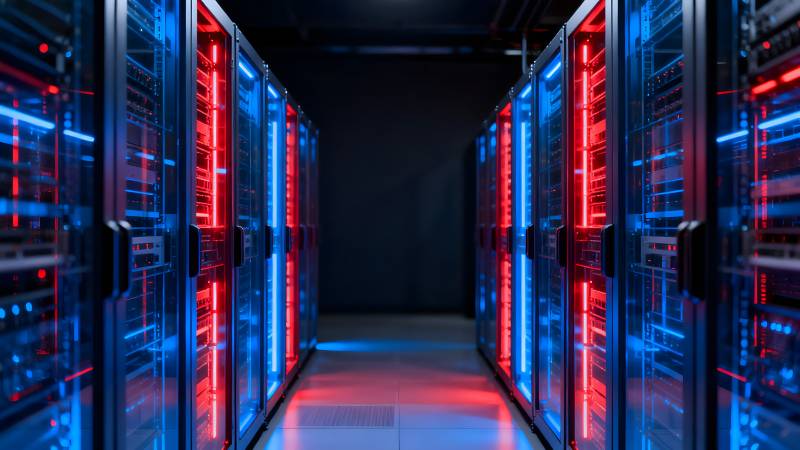 数据中心机房夜景图片