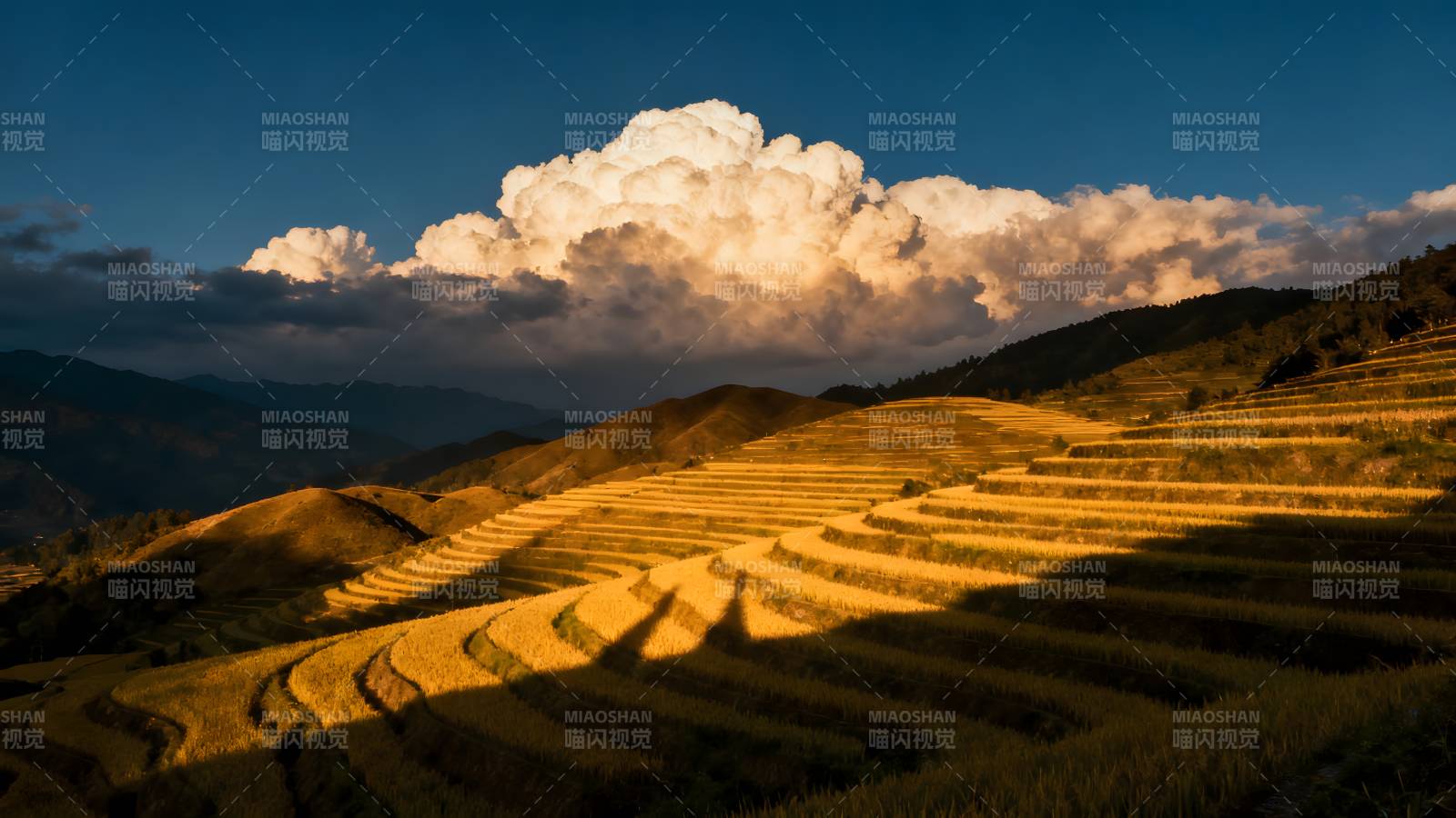 梯田云影图片