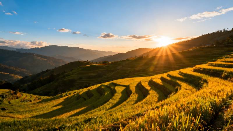 梯田日出美景图片