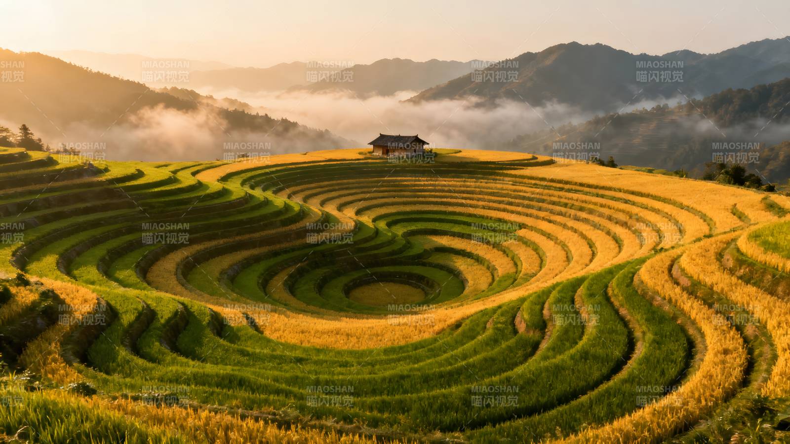 梯田晨曦图片