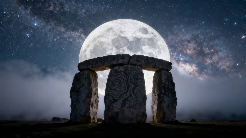 巨石阵月夜奇景图片