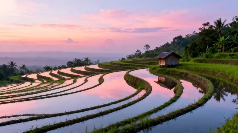 梯田晨曦图片