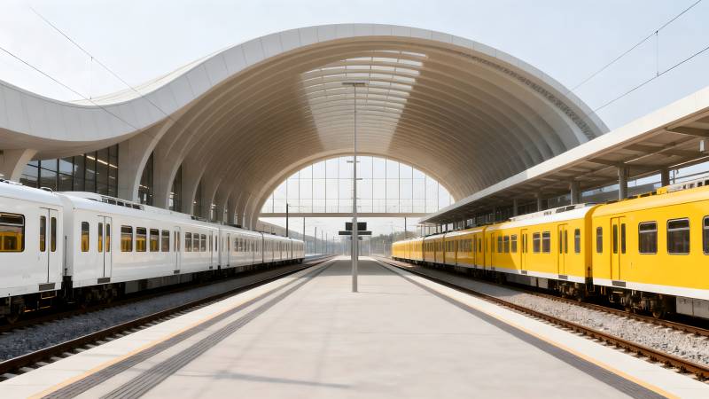 现代车站双列火车图片