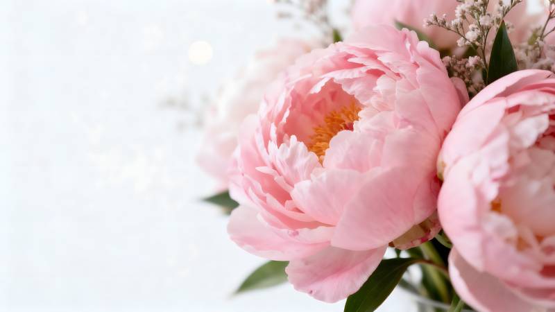 粉嫩牡丹绽放图片