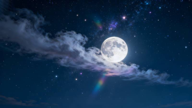 月夜星辉云影图片