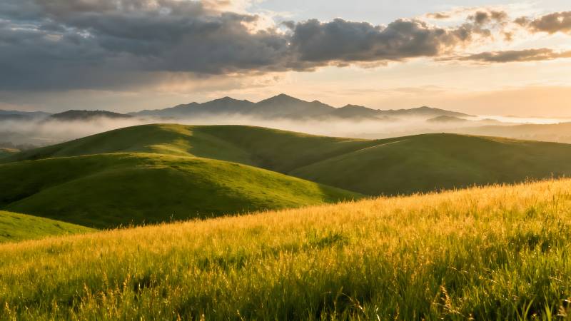 晨曦山野风光图片