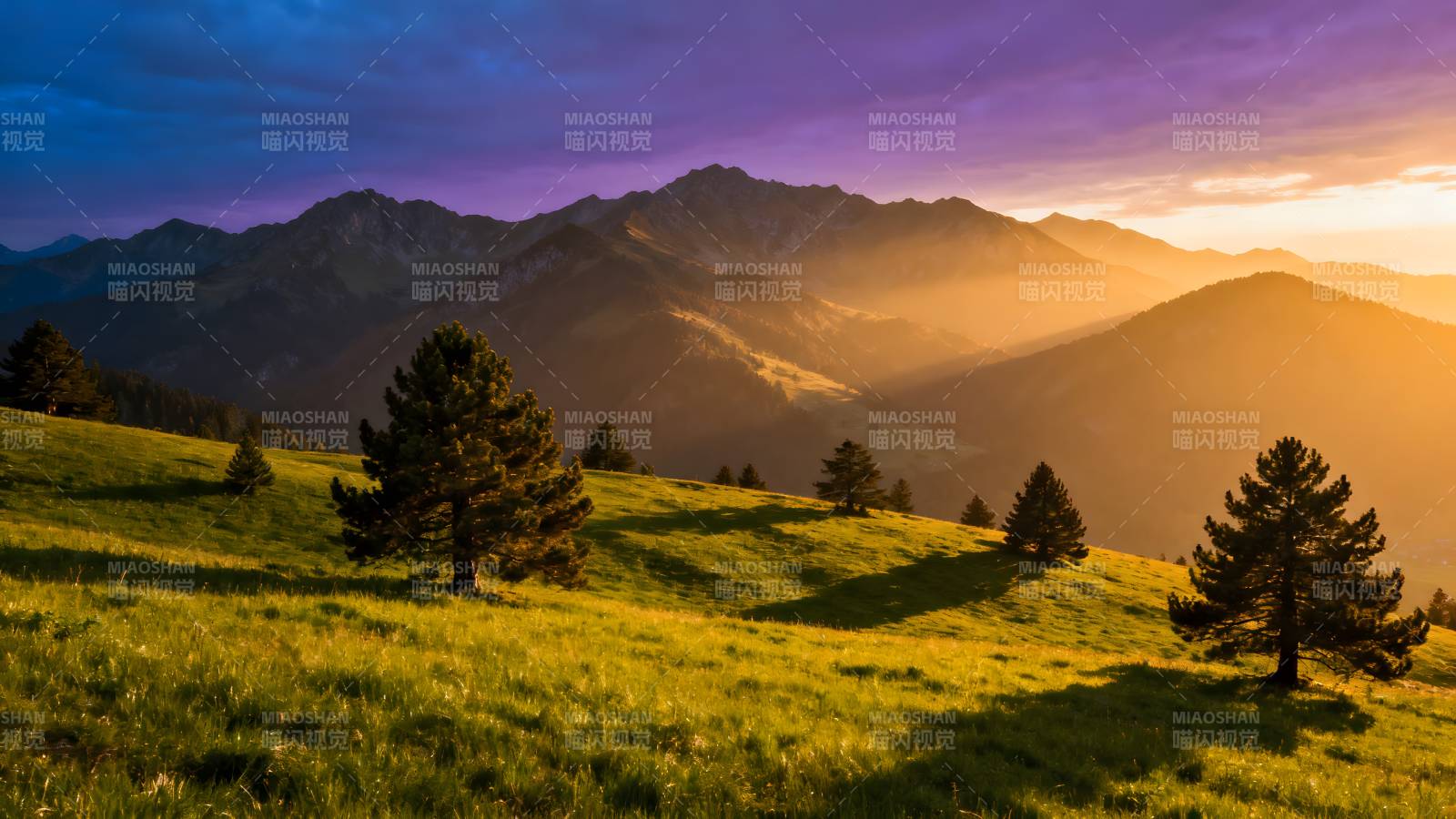 山间晨曦美景图片