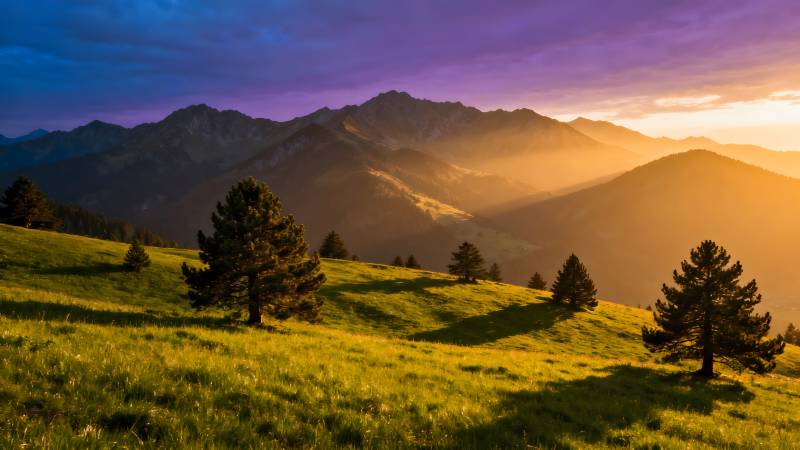 山间晨曦美景图片