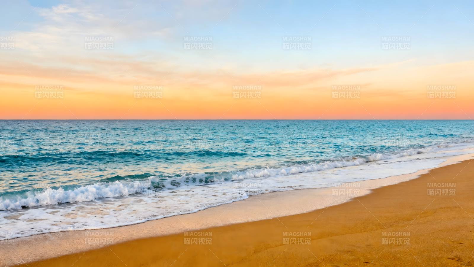 夕阳海滩美景图片