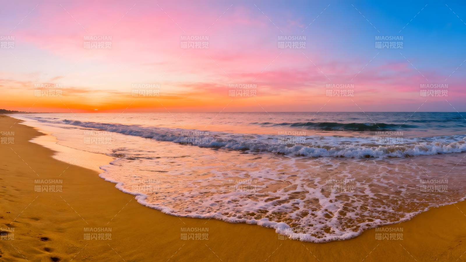 夕阳海滩美景图片