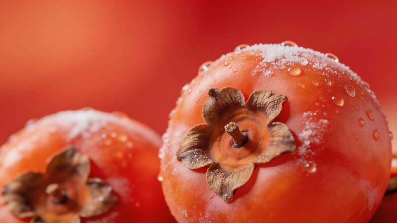 柿子上的露珠图片