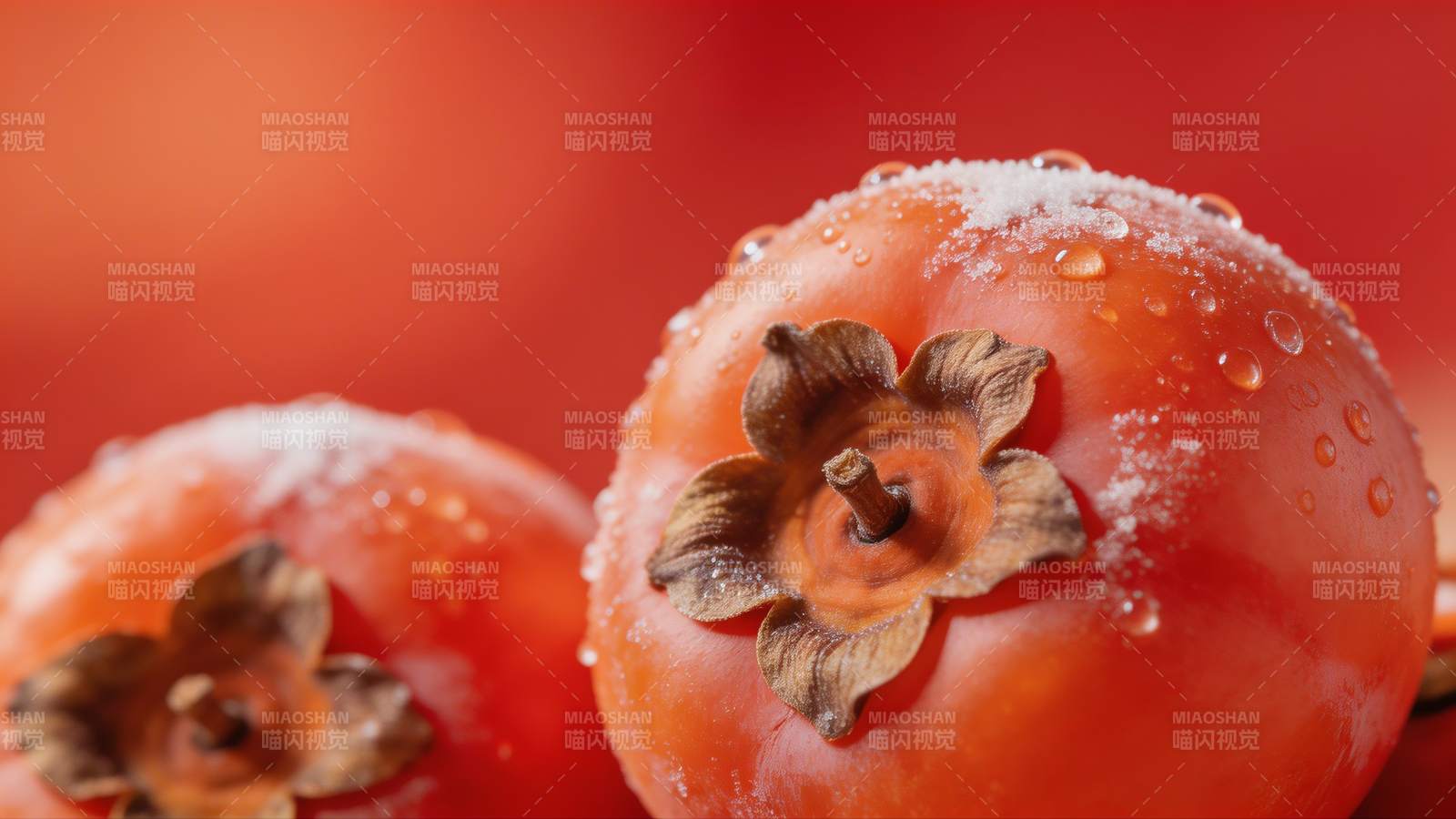 柿子上的露珠图片