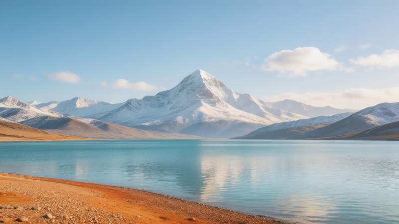 雪山映湖景图片