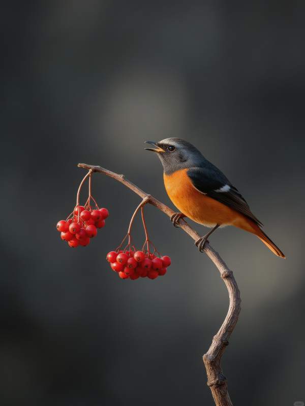 红腹灰雀栖枝头图片
