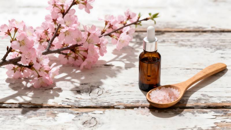 樱花与精油静物图片