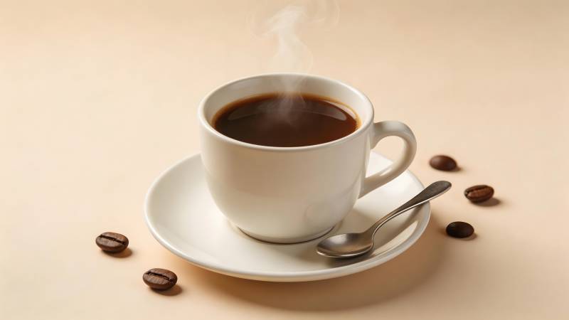 热咖啡与咖啡豆图片