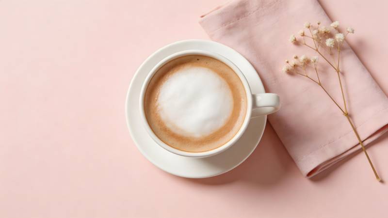 咖啡与干花静物图片