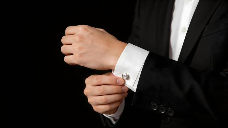 男士整理袖扣图片