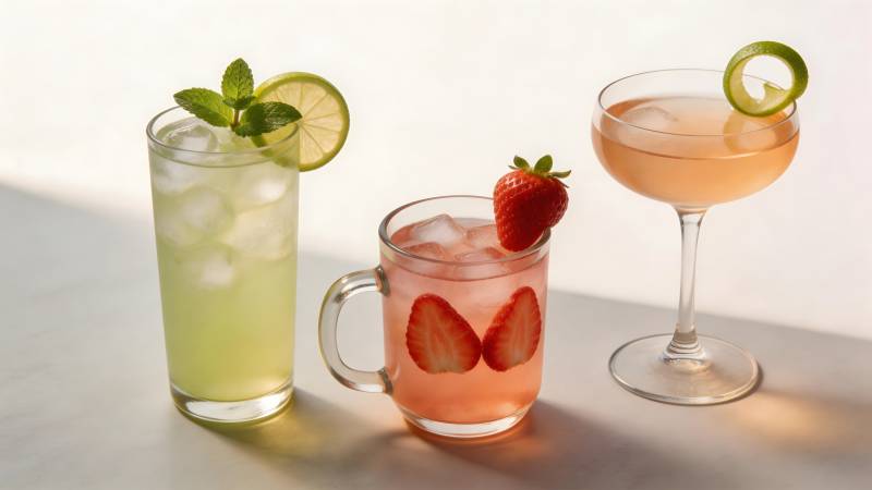 三款清爽鸡尾酒图片