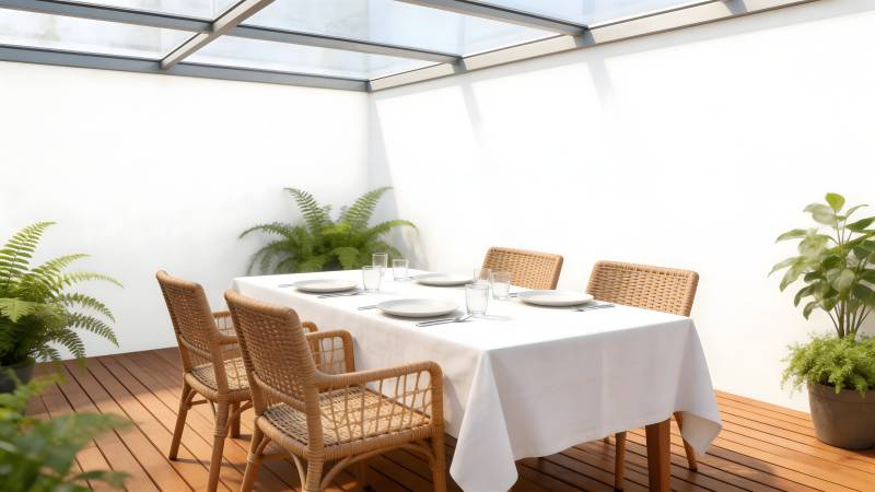 庭院餐桌布置图片