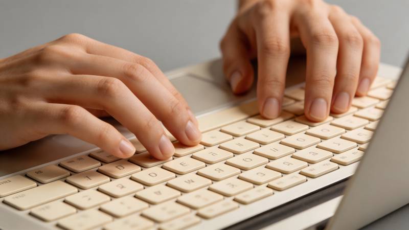 双手敲击键盘图片