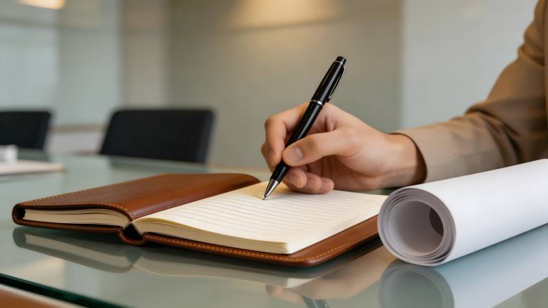 办公桌前记笔记图片