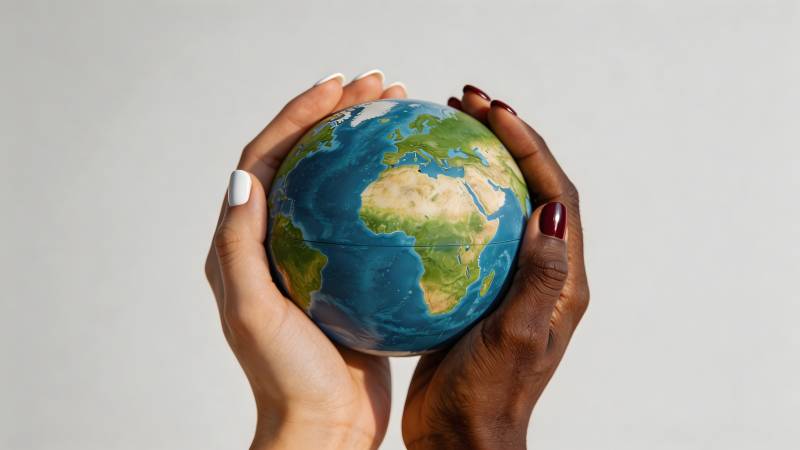 双手托起地球图片