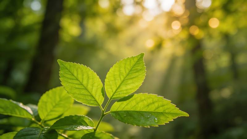 绿叶映光 生机盎然图片