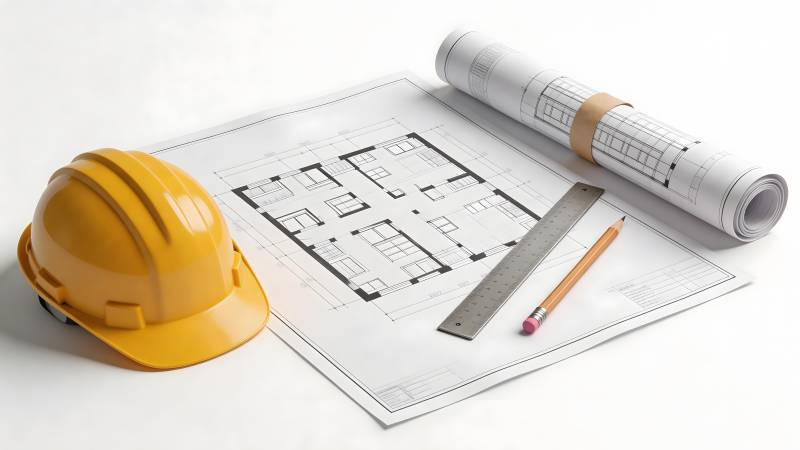 建筑施工图纸与工具图片