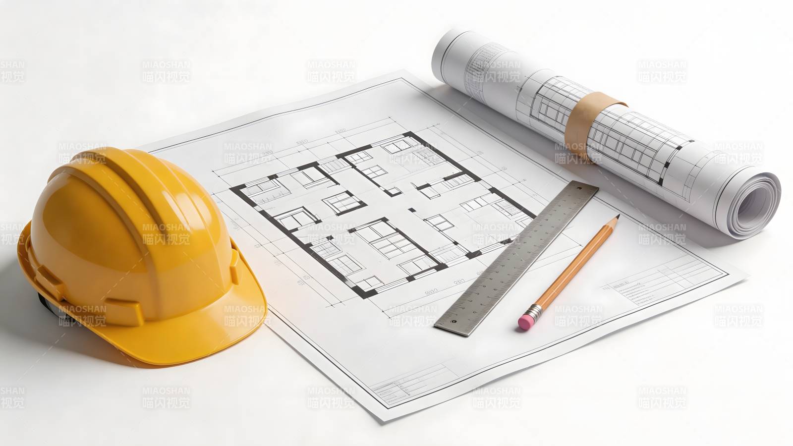 建筑施工图纸与工具图片