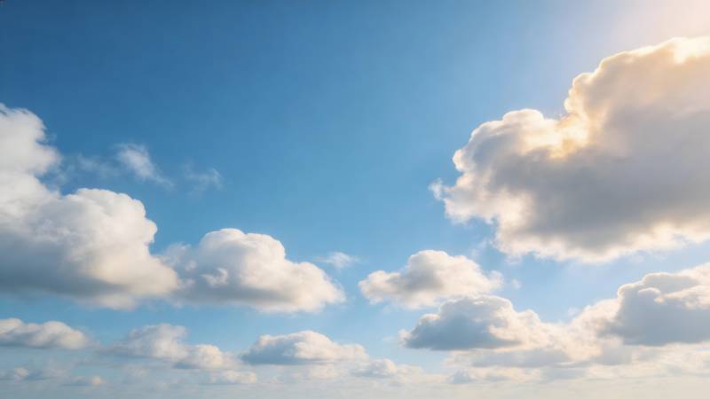 蓝天白云映日光图片