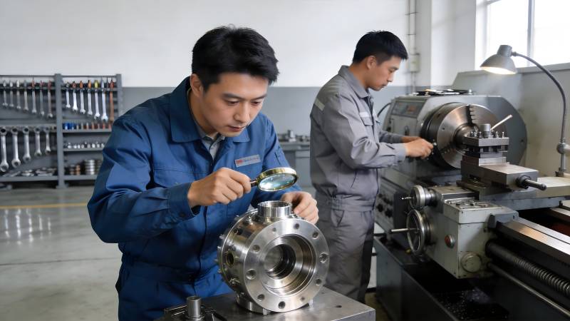 车间工人专注作业图片