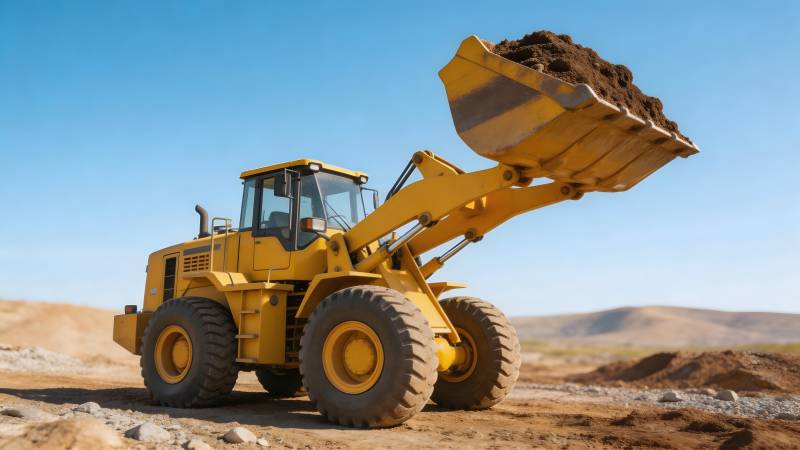 黄色装载机作业中图片