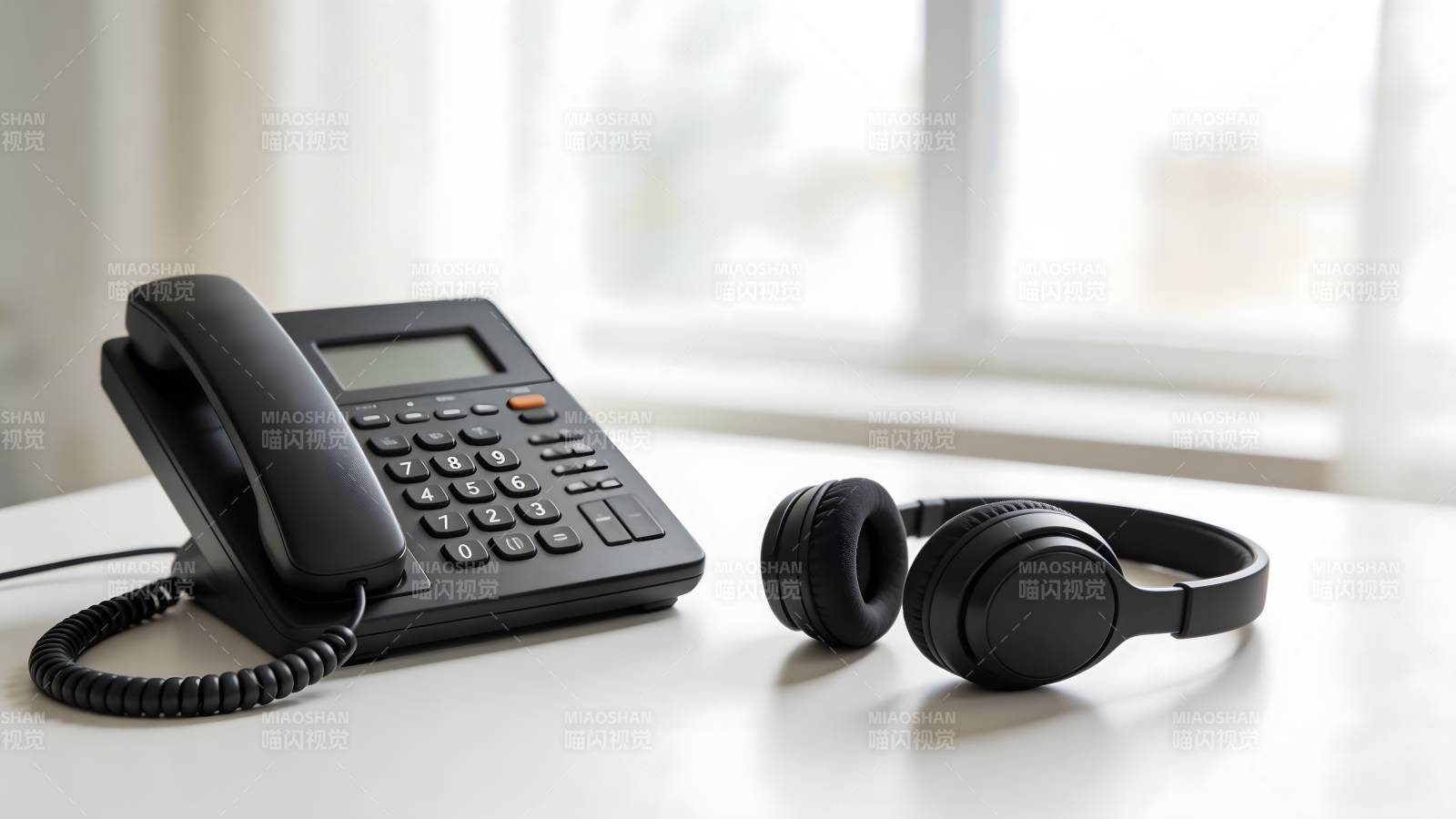 办公电话与耳机图片