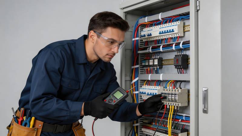 电工检修配电箱图片