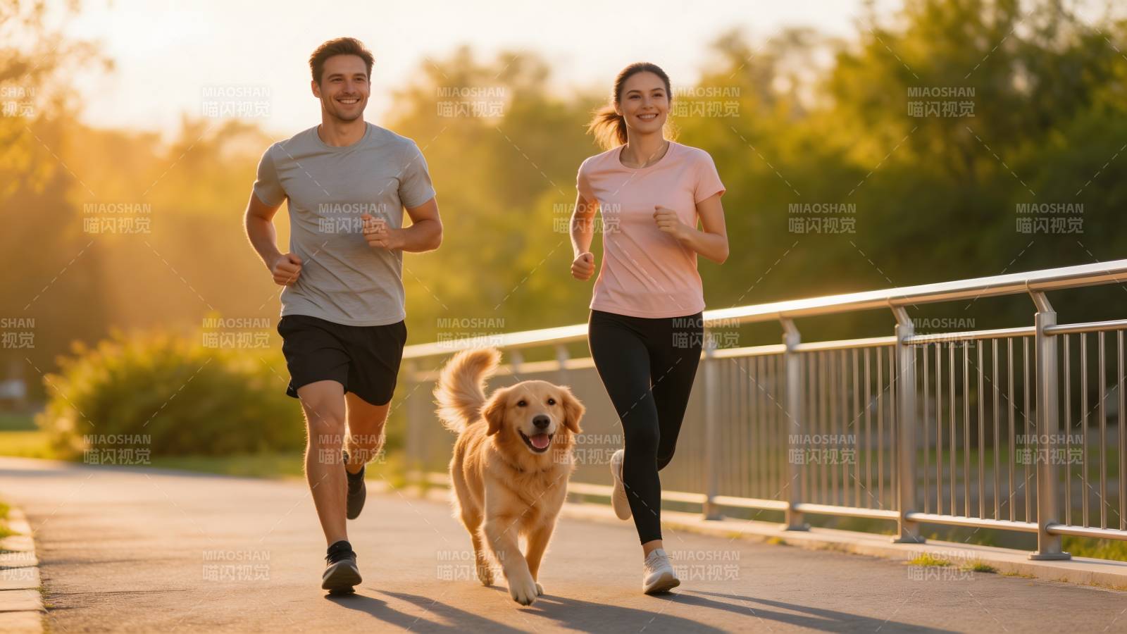 晨跑伴犬 活力满满图片