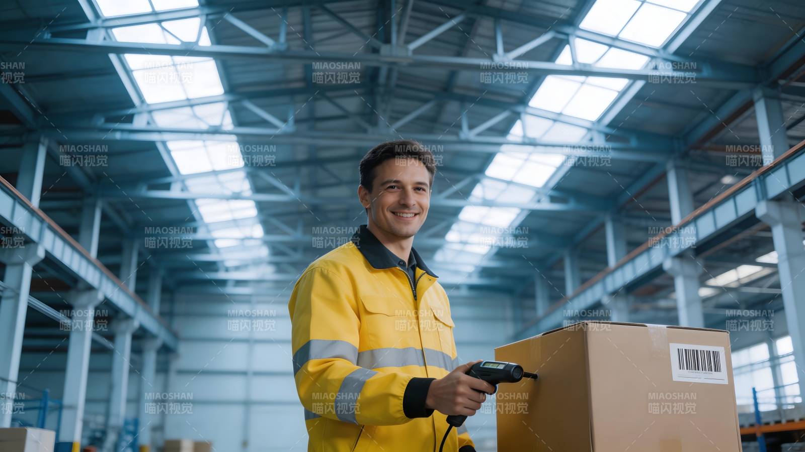 仓库工人扫码发货图片