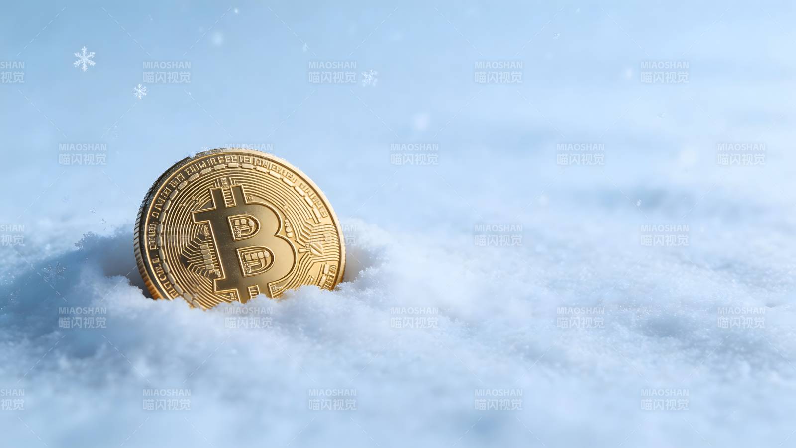 雪中比特币图片