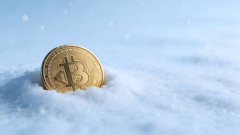 雪中比特币图片