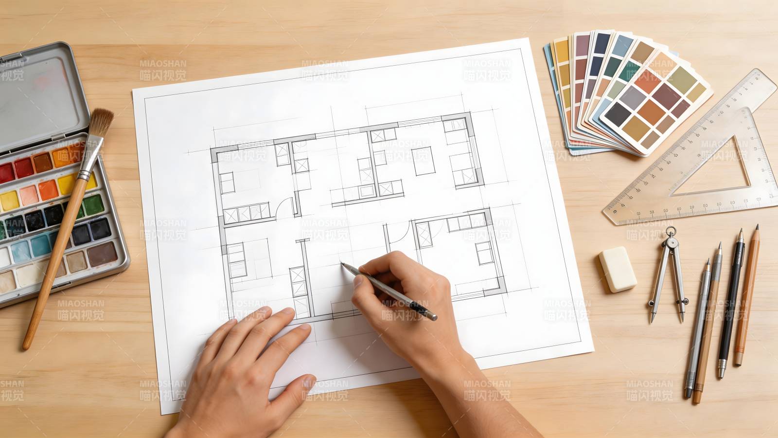 手绘房屋平面图图片