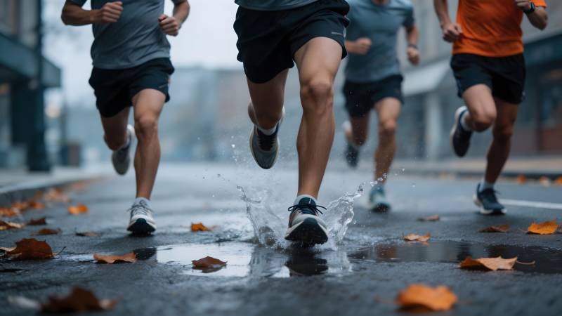 雨中奔跑的跑者图片