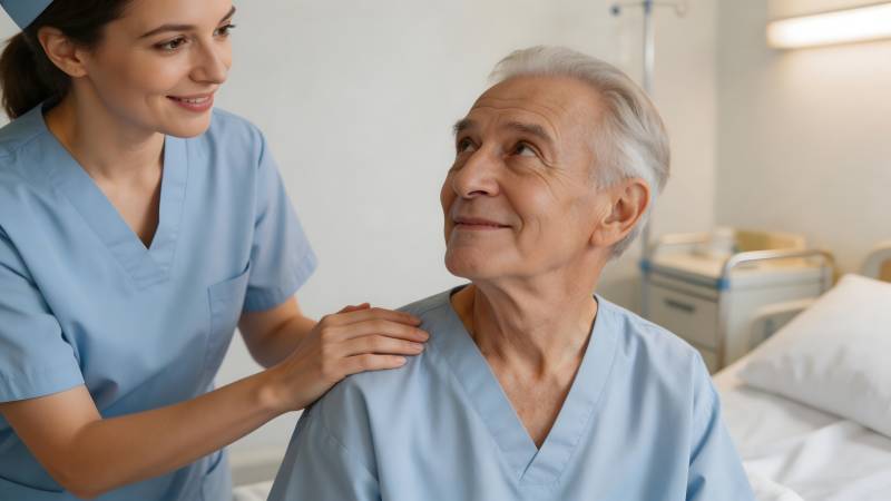 护士关怀老人图片