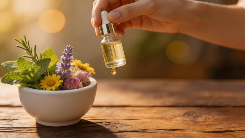 精油滴落花盆图片