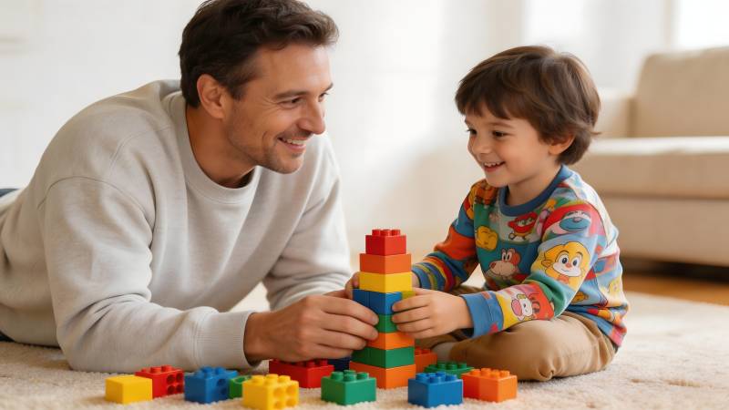 父子乐高共玩图片