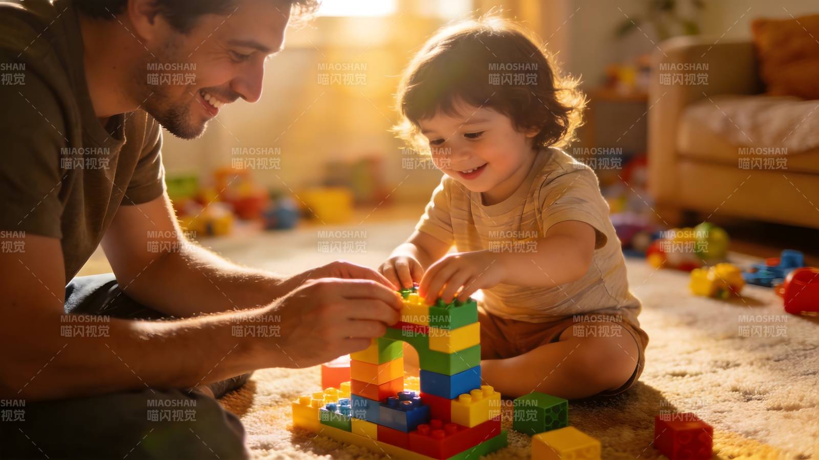 父女乐高共玩时图片