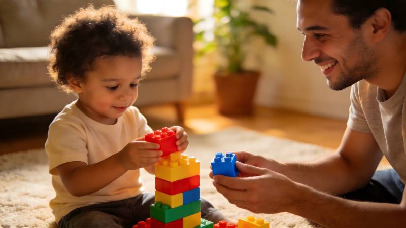 父女共筑乐高梦图片