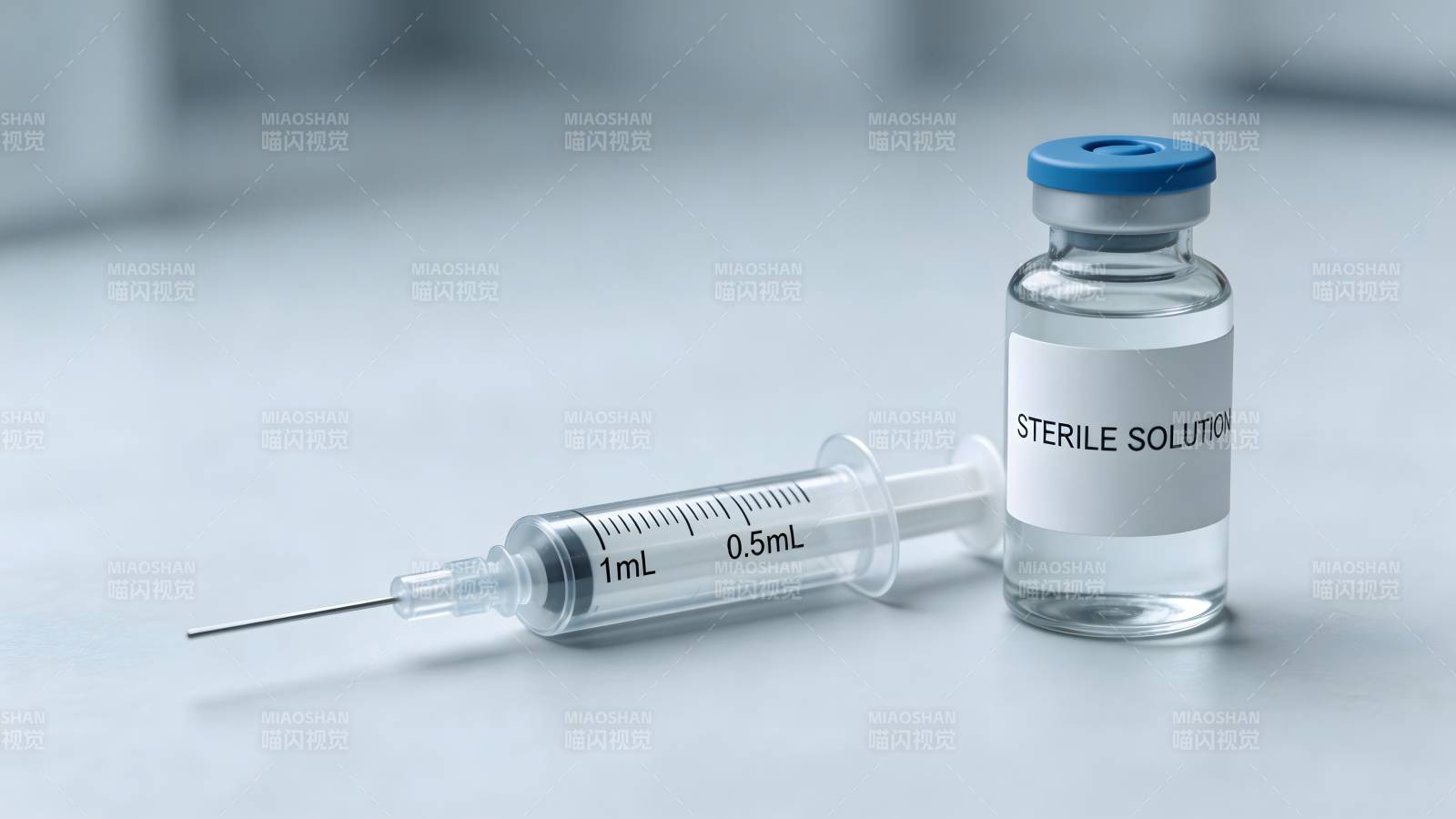 注射器与无菌溶液图片