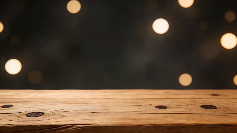 木质桌面夜景光斑图片