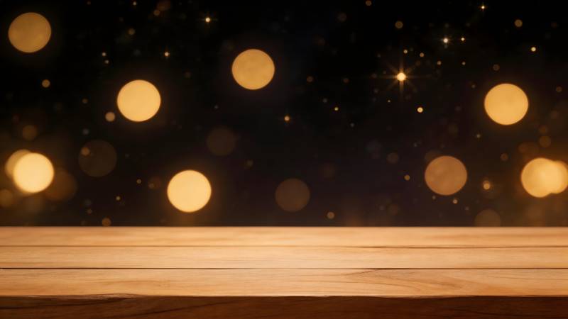 星光下的木质桌面图片